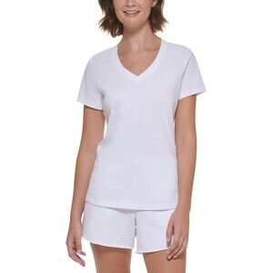 Calvin Klein Performance Plus Size Cotton V-Neck Short-Sleeve T-Shirt, White 2X
